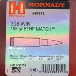 Hornady .308Win BTHP Match 168grs