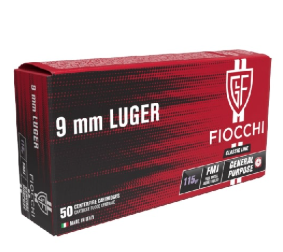 50 Schuss Fiocchi 9mmLuger FMJ 115gr/7,5g