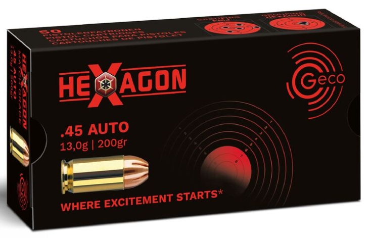 50 Schuss Geco .45 Auto Hexagon 200gr/13g