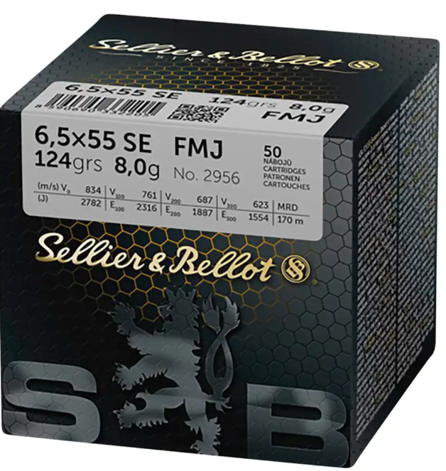 400 Schuss Sellier & Bellot 6,5x55SE FMJ 124grs/8g