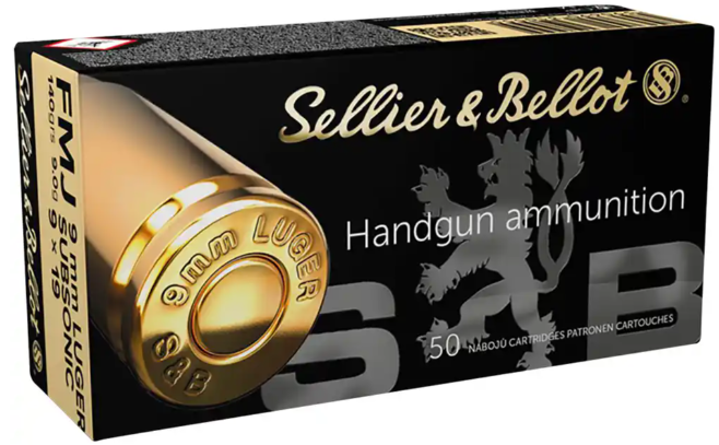 1000 Schuss Sellier & Bellot 9mmLuger Subsonic FMJ 140grs/9,0g
