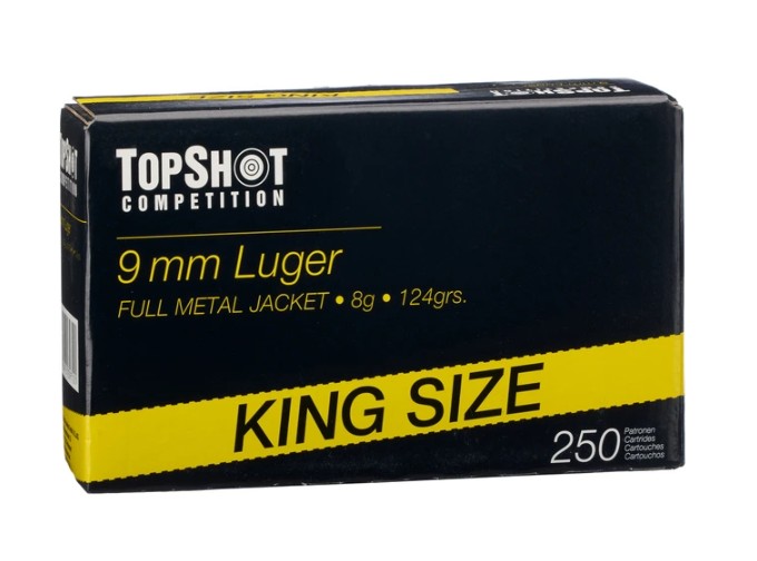 250 Schuss TOPSHOT Competition 9 mm Luger FMJ 8,0g/124grs. KING SIZE