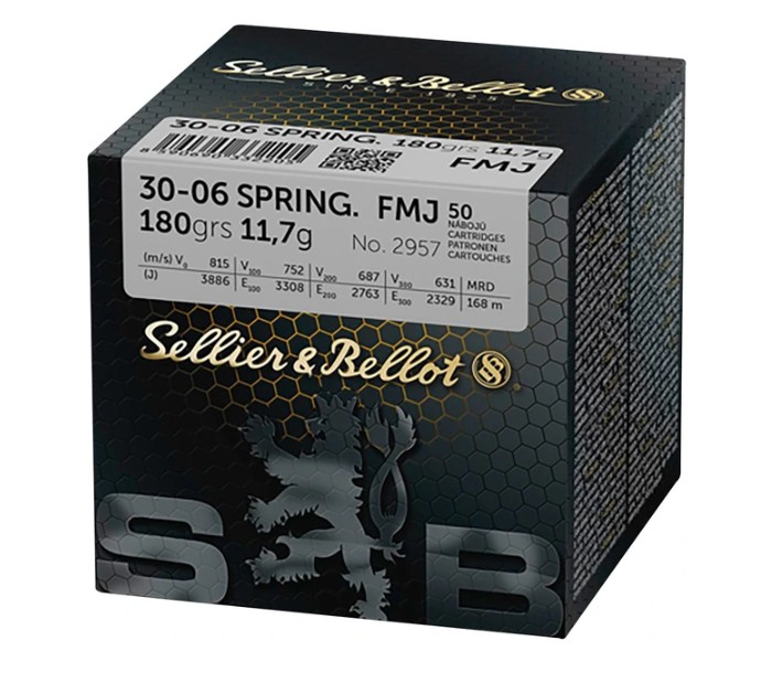 50 Schuss Sellier & Bellot .30-06 Spr. Vollmantel 11,7g/180grs.